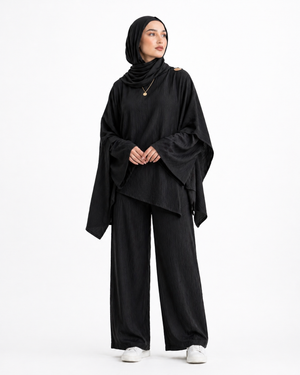 Black Aura Draped Set
