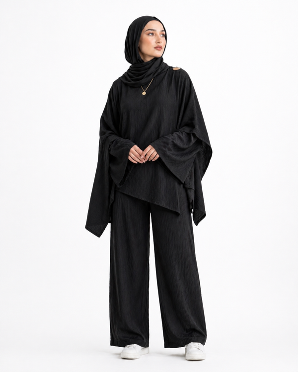 Black Aura Draped Set