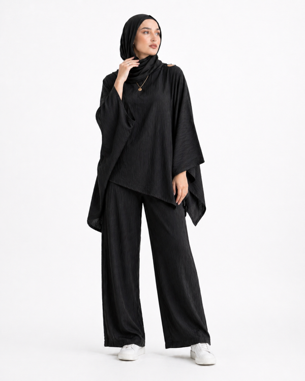 Black Aura Draped Set