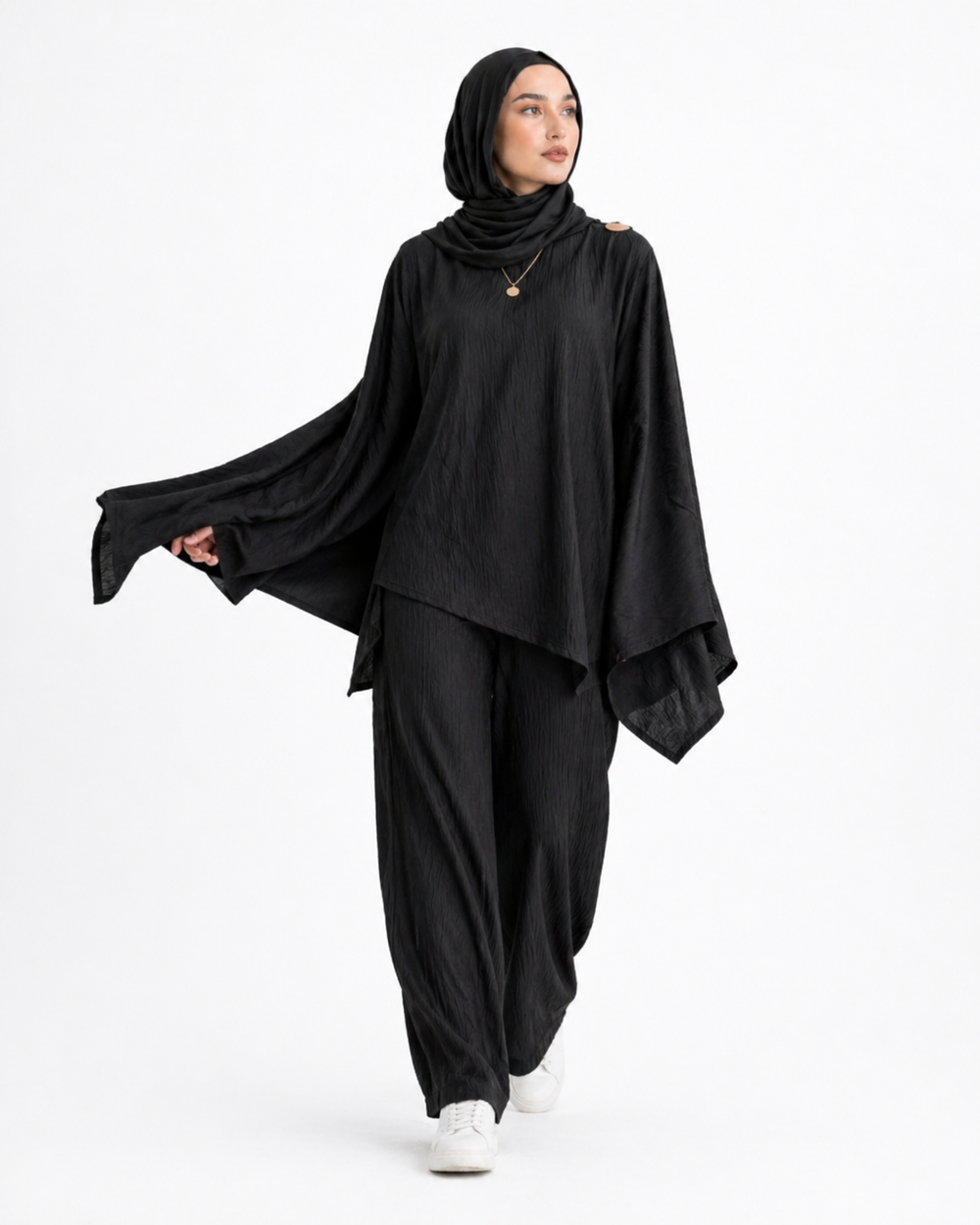 Black Aura Draped Set