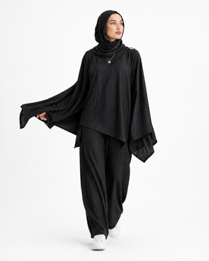 Black Aura Draped Set