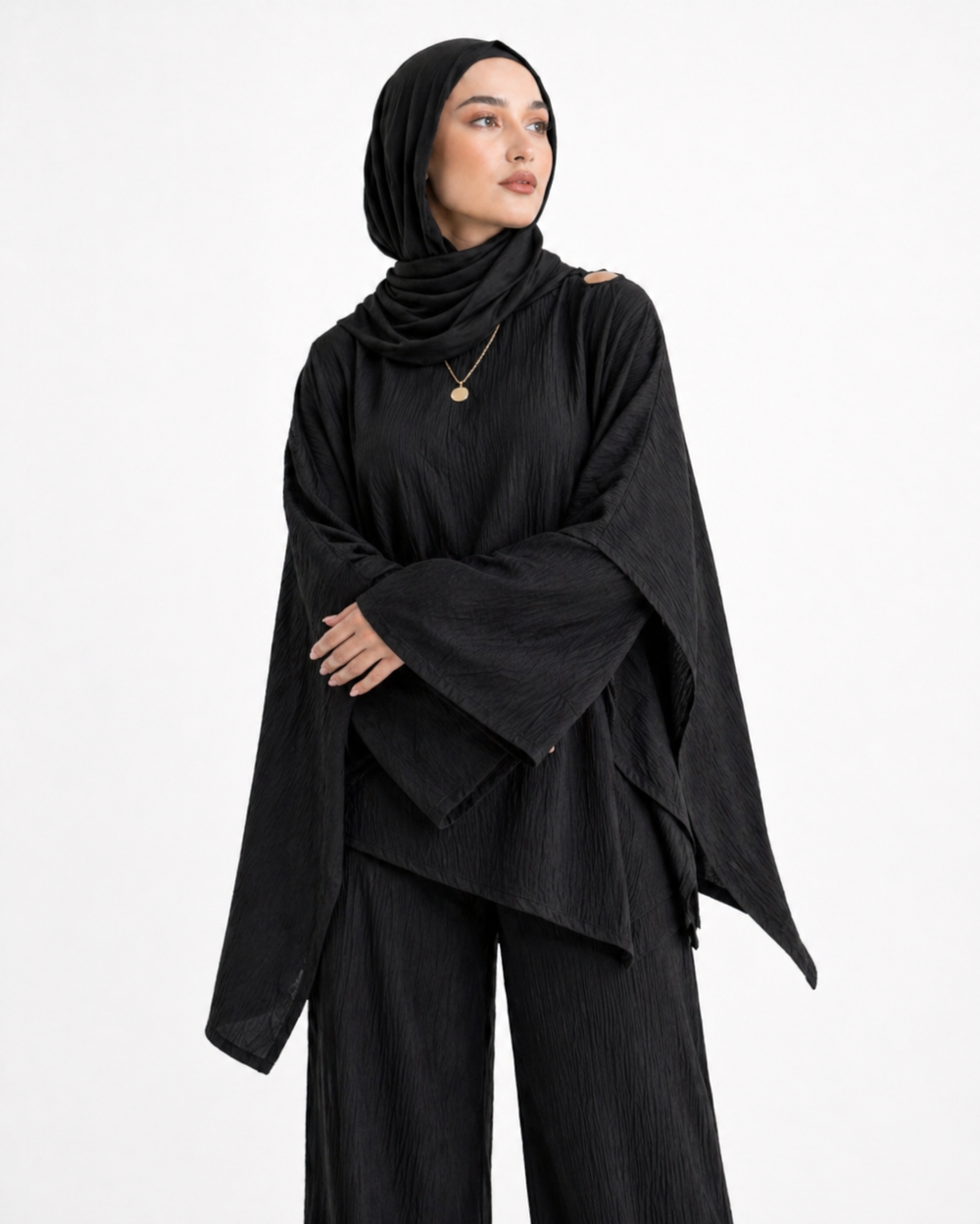 Black Aura Draped Set