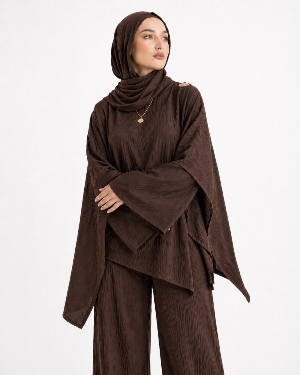Brown Aura Draped Set