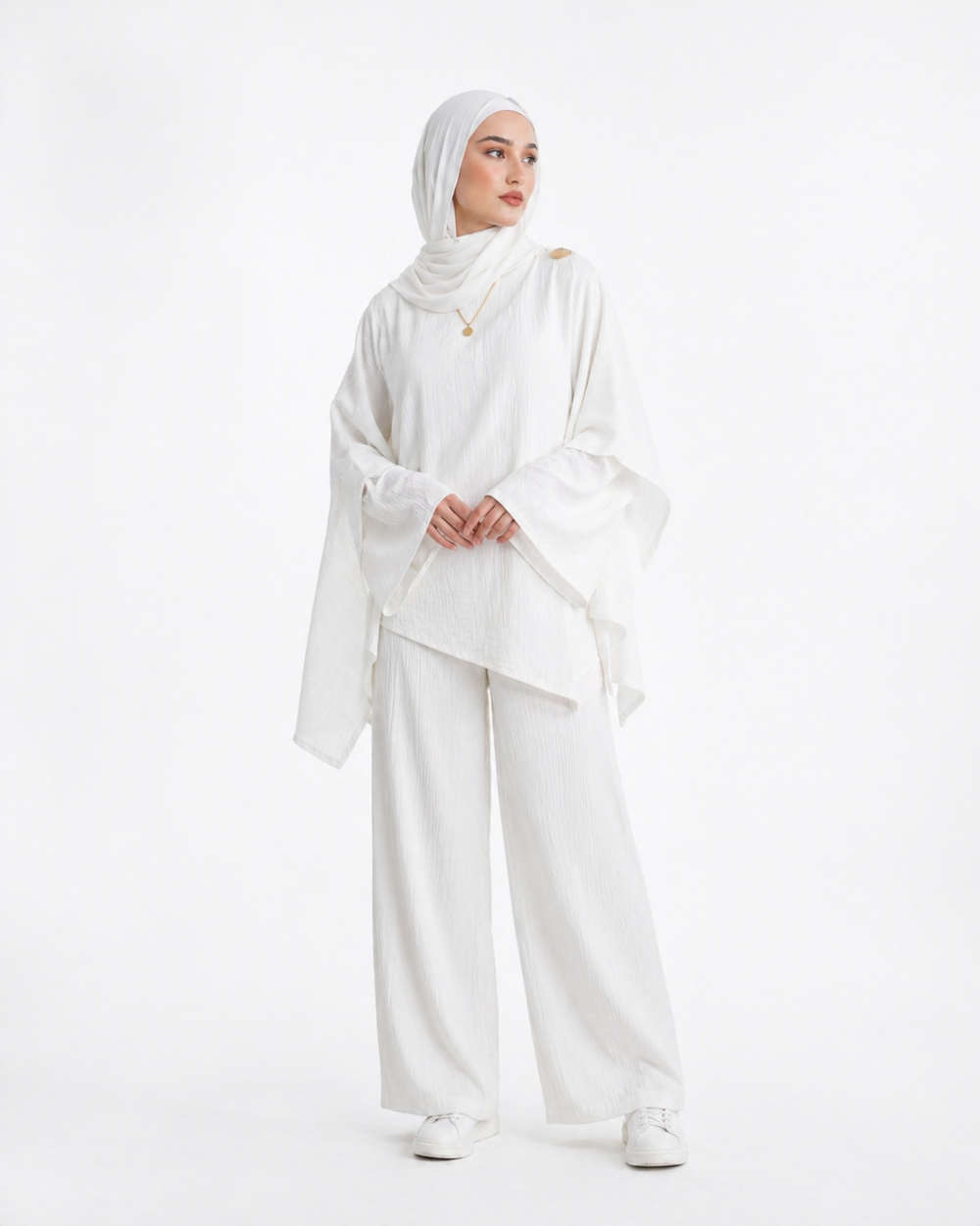 White Aura Draped Set