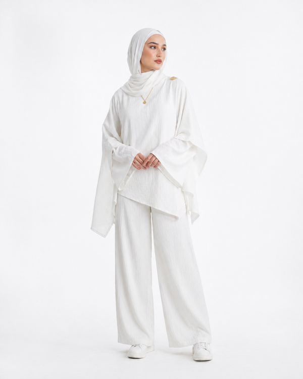 White Aura Draped Set