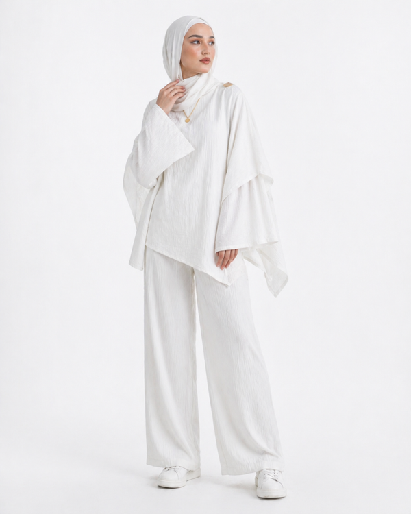 White Aura Draped Set