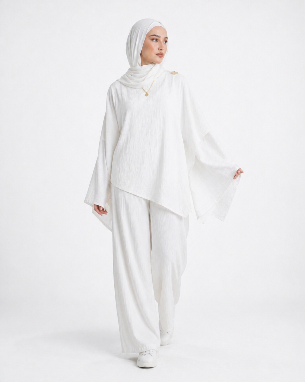White Aura Draped Set