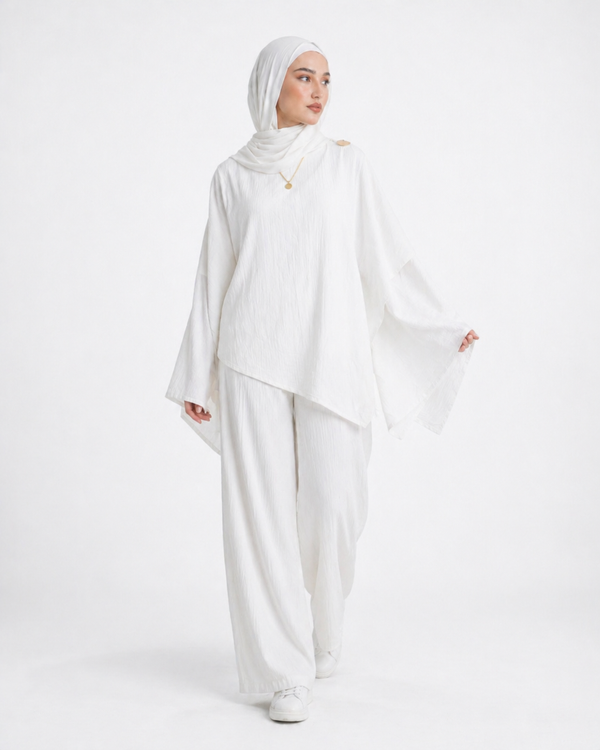 White Aura Draped Set
