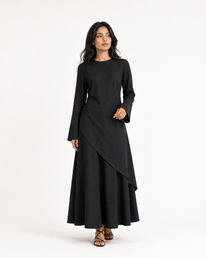 Black Cascading Asymmetric Two-Piece Set
