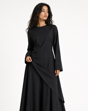 Black Cascading Asymmetric Two-Piece Set