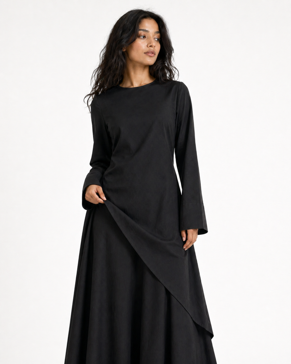 Black Cascading Asymmetric Two-Piece Set