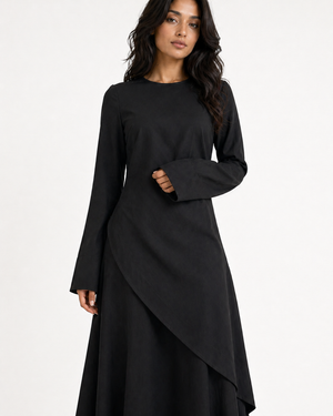 Black Cascading Asymmetric Two-Piece Set